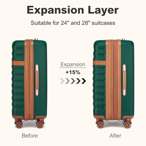 Kono 24 Inch Expandable Lightweight Hard Shell ABS+PC Check-In Suitcase with TSA Lock Ideal for Extended Trips and Secure Travel - Green And Brown