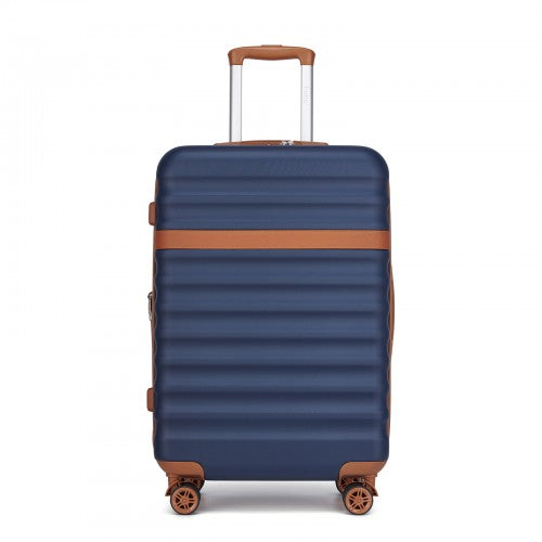 Kono 24 Inch Expandable Lightweight Hard Shell ABS+PC Check-In Suitcase with TSA Lock Ideal for Extended Trips and Secure Travel - Navy And Brown