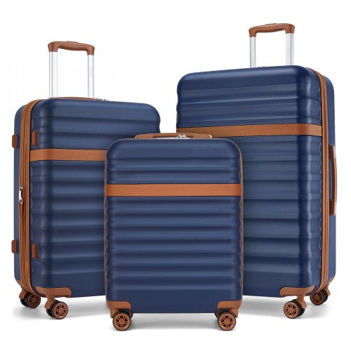 Kono 3-Piece Expandable Luggage Set 20"/24"/28" Durable Hard Shell ABS+PC Suitcases with TSA Lock for Secure Travel