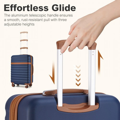 Kono 24 Inch Expandable Lightweight Hard Shell ABS+PC Check-In Suitcase with TSA Lock Ideal for Extended Trips and Secure Travel - Navy And Brown