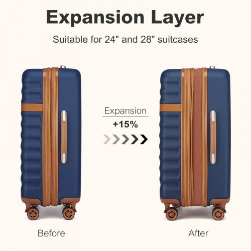 Kono 3-Piece Expandable Luggage Set 20"/24"/28" Durable Hard Shell ABS+PC Suitcases with TSA Lock for Secure Travel