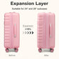 Kono 24 Inch Expandable Lightweight Hard Shell ABS+PC Check-In Suitcase with TSA Lock Ideal for Extended Trips and Secure Travel - Pink