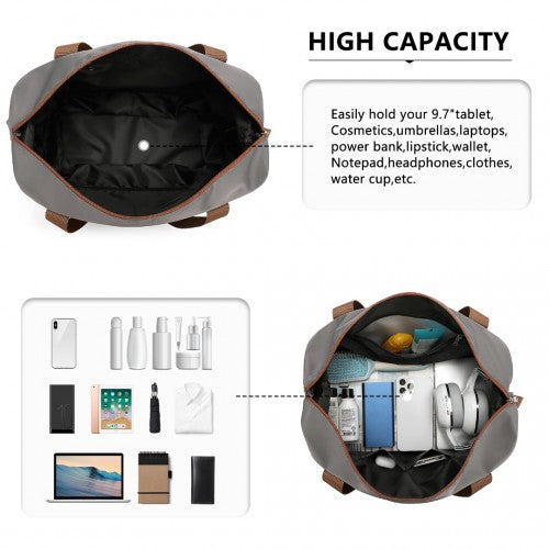 Kono 20 Inch Premium ABS Cabin Carry-On Suitcase Set With Weekend Bag And Toiletry Bag - Grey/Brown