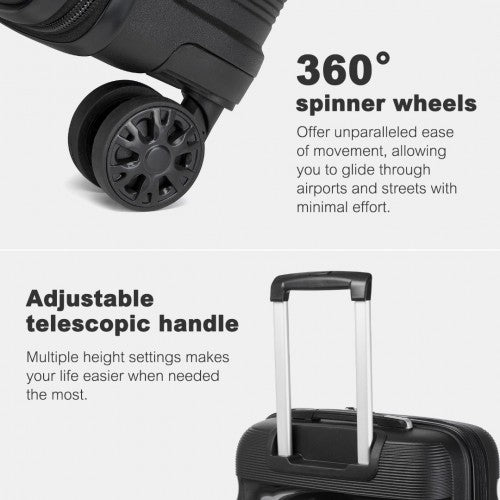 Kono 24-Inch PP Hardshell Suitcase–Durable Checked Luggage with TSA Lock & 360 Spinner Silent Wheels