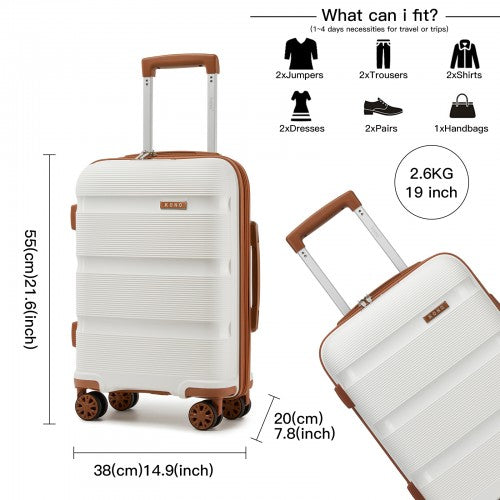 Kono 19-Inch PP Hardshell Carry-On Suitcase–Lightweight Cabin Luggage with TSA Lock, 360 Silent Spinner Wheels