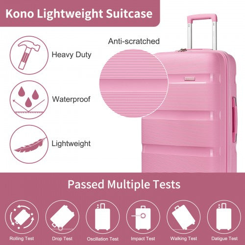 Kono 28-Inch PP Hardshell Checked Luggage–Large Lightweight Suitcase with TSA Lock, 360 Spinner Wheels