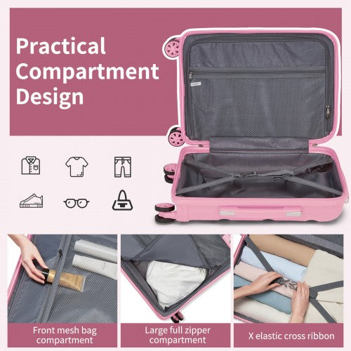 Kono 24-Inch PP Hardshell Suitcase–Durable Checked Luggage with TSA Lock & 360 Spinner Silent Wheels