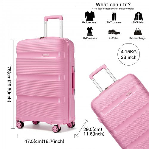 Kono 28-Inch PP Hardshell Checked Luggage–Large Lightweight Suitcase with TSA Lock, 360 Spinner Wheels