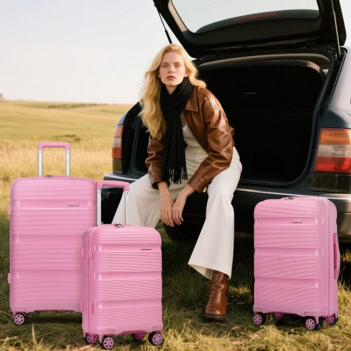 Kono 4-Piece PP Hardshell Luggage Set–Durable Travel Suitcases with TSA Lock, 360° Spinner Wheels with Vanity Case