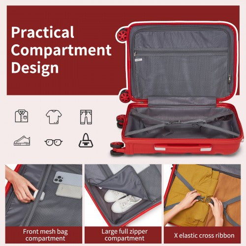 Kono 28-Inch PP Hardshell Checked Luggage–Large Lightweight Suitcase with TSA Lock, 360 Spinner Wheels