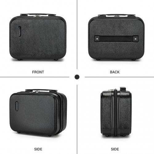 Kono 12 inch Hard Shell Vanity Cosmetic Case – Durable Travel Makeup Organizer with YKK Zipper - Black