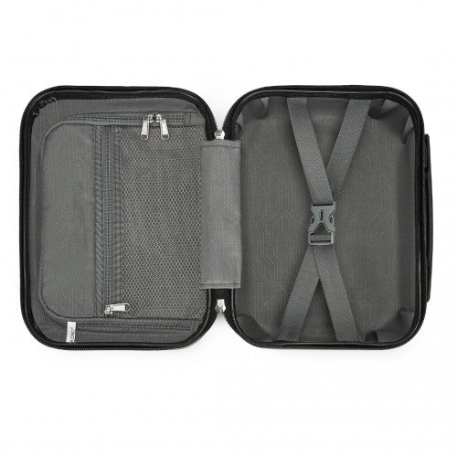 Kono 12 inch Hard Shell Vanity Cosmetic Case – Durable Travel Makeup Organizer with YKK Zipper - Black