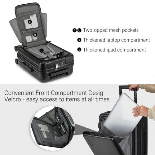 Kono Durable ABS+PC Hardshell Luggage Set with TSA Lock 360 Spinner Wheels 4-Piece Set 20/24/28 and Vanity Case - Black