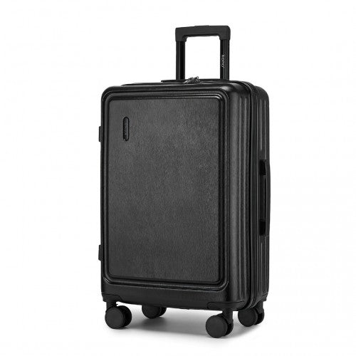 Kono Durable 24 Inch ABS+PC Hardshell Suitcase with TSA Lock Lightweight Travel Luggage with 360° Spinner Wheels - Black
