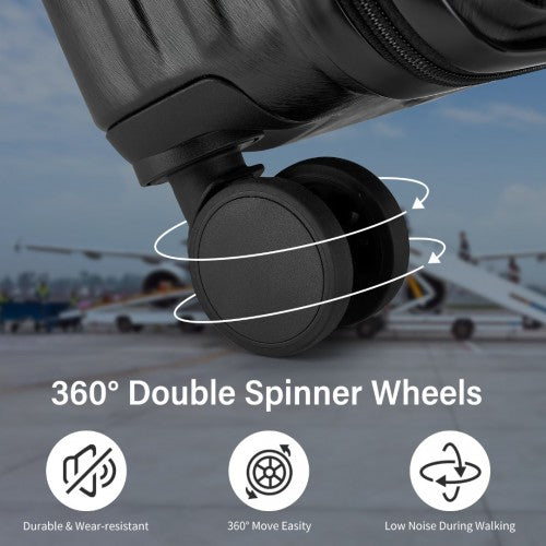 Kono Durable 24 Inch ABS+PC Hardshell Suitcase with TSA Lock Lightweight Travel Luggage with 360° Spinner Wheels - Black