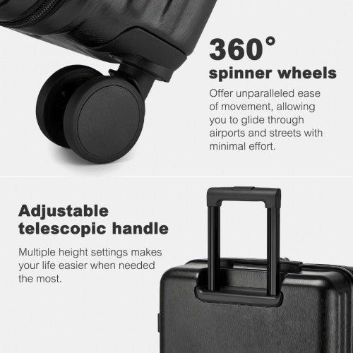 Kono Durable 24 Inch ABS+PC Hardshell Suitcase with TSA Lock Lightweight Travel Luggage with 360° Spinner Wheels - Black