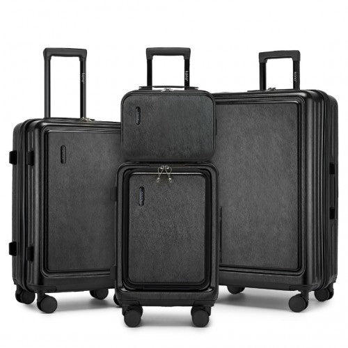 Kono Durable ABS+PC Hardshell Luggage Set with TSA Lock 360 Spinner Wheels 4-Piece Set 20/24/28 and Vanity Case - Black