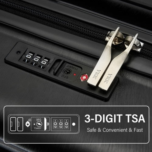 Kono Durable ABS+PC Hardshell Luggage Set with TSA Lock 360 Spinner Wheels 4-Piece Set 20/24/28 and Vanity Case - Black