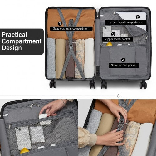 Kono Durable ABS+PC Hardshell Luggage Set with TSA Lock 360 Spinner Wheels 4-Piece Set 20/24/28 and Vanity Case - Black