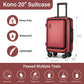 Kono Durable ABS+PC 20 inch Carry-On Hardshell Suitcase with TSA Lock & Front Laptop Compartment - Burgundy