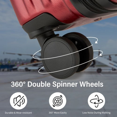 Kono Durable ABS+PC 20 inch Carry-On Hardshell Suitcase with TSA Lock & Front Laptop Compartment - Burgundy