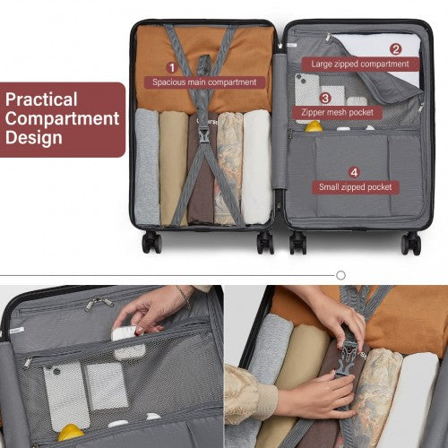 Kono Durable ABS+PC 20 inch Carry-On Hardshell Suitcase with TSA Lock & Front Laptop Compartment - Burgundy