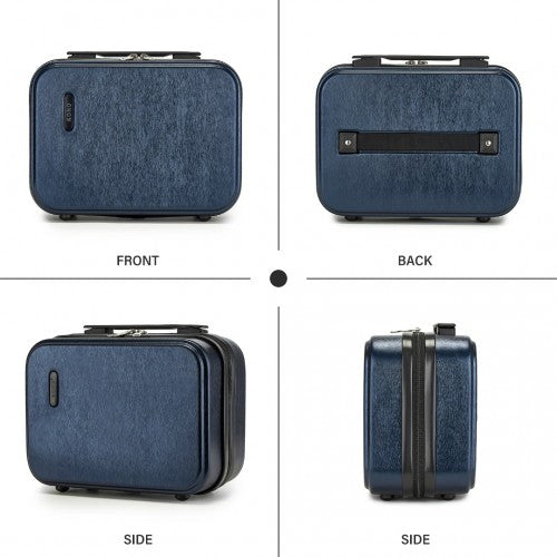 Kono 12 inch Hard Shell Vanity Cosmetic Case – Durable Travel Makeup Organizer with YKK Zipper - Navy