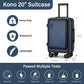 Kono Durable ABS+PC 20 inch Carry-On Hardshell Suitcase with TSA Lock & Front Laptop Compartment - Navy