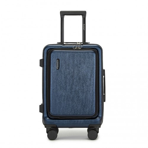 Kono Durable ABS+PC 20 inch Carry-On Hardshell Suitcase with TSA Lock & Front Laptop Compartment - Navy