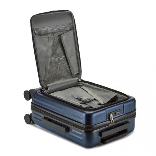 Kono Durable ABS+PC 20 inch Carry-On Hardshell Suitcase with TSA Lock & Front Laptop Compartment - Navy