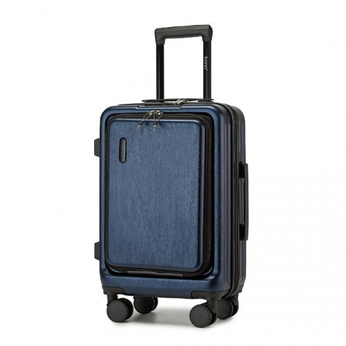 Kono Durable ABS+PC 20 inch Carry-On Hardshell Suitcase with TSA Lock & Front Laptop Compartment - Navy