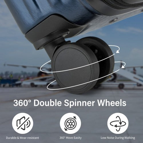 Kono Durable ABS+PC 20 inch Carry-On Hardshell Suitcase with TSA Lock & Front Laptop Compartment - Navy