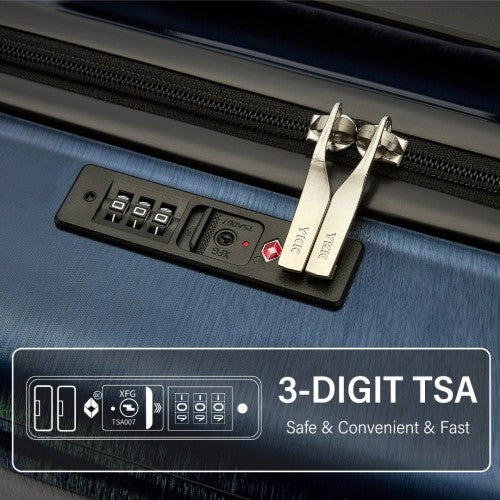 Kono Durable ABS+PC 20 inch Carry-On Hardshell Suitcase with TSA Lock & Front Laptop Compartment - Navy