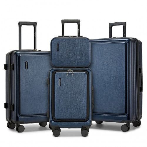 Kono Durable ABS+PC Hardshell Luggage Set with TSA Lock 360 Spinner Wheels 4-Piece Set 20/24/28 and Vanity Case - Navy