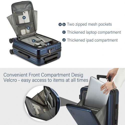 Kono Durable ABS+PC Hardshell Luggage Set with TSA Lock 360 Spinner Wheels 4-Piece Set 20/24/28 and Vanity Case - Navy