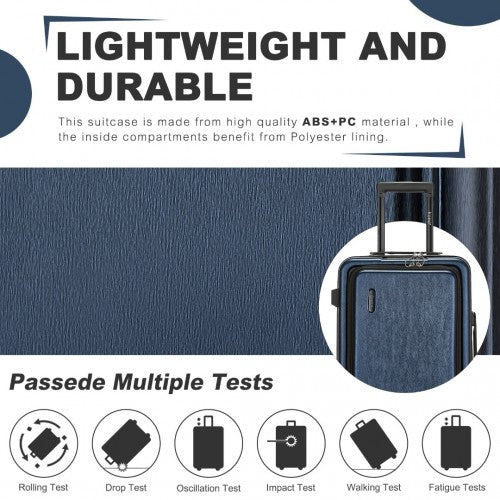 Kono Durable ABS+PC Hardshell Luggage Set with TSA Lock 360 Spinner Wheels 4-Piece Set 20/24/28 and Vanity Case - Navy