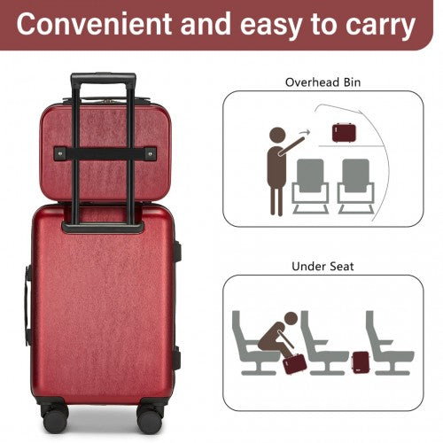 Kono 12 inch Hard Shell Vanity Cosmetic Case – Durable Travel Makeup Organizer with YKK Zipper - Burgundy