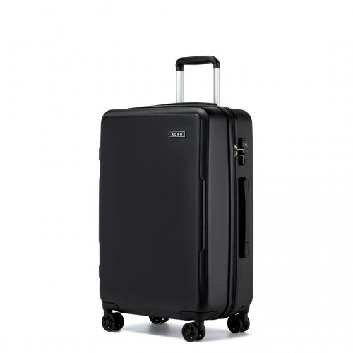 Kono 3-Piece Minimalist Hard Shell ABS+PC Luggage Set with TSA Lock and 360° Spinner Wheels - Black