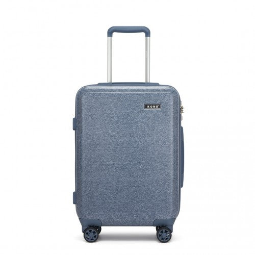 Kono 20 Inch Cabin Size Minimalist Hard Shell ABS+PC Carry-On Suitcase with TSA Lock 360 Spinner Wheels - Denim Blue