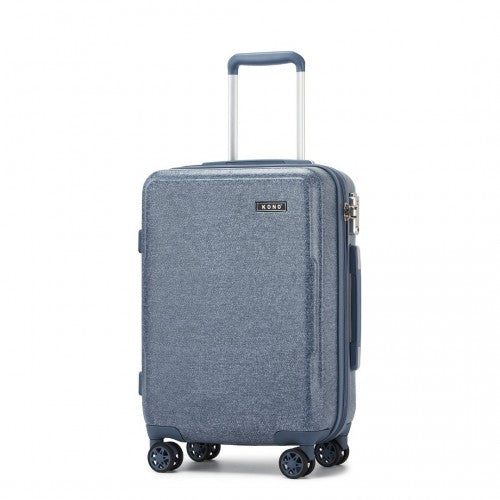Kono 20 Inch Cabin Size Minimalist Hard Shell ABS+PC Carry-On Suitcase with TSA Lock 360 Spinner Wheels - Denim Blue