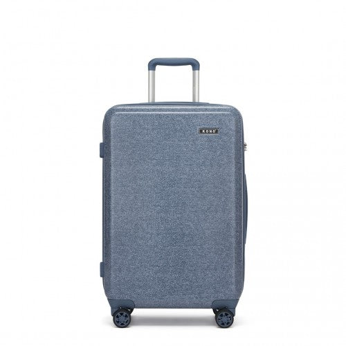 Kono 24 Inch Minimalist Hard Shell ABS+PC Check-In Suitcase with TSA Lock 360 Spinner Wheels - Denim Blue