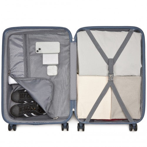 Kono 24 Inch Minimalist Hard Shell ABS+PC Check-In Suitcase with TSA Lock 360 Spinner Wheels - Denim Blue
