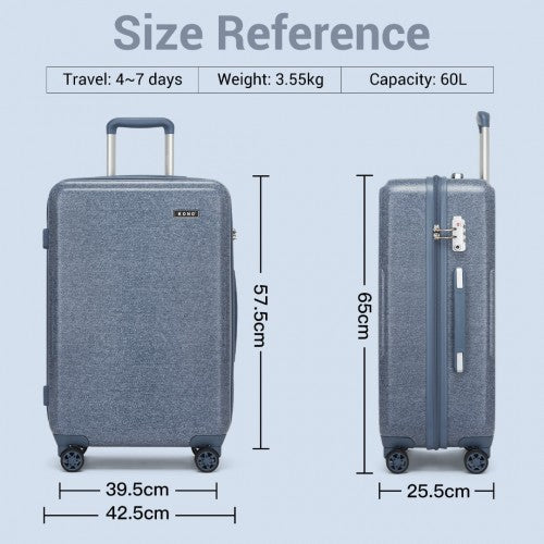 Kono 24 Inch Minimalist Hard Shell ABS+PC Check-In Suitcase with TSA Lock 360 Spinner Wheels - Denim Blue