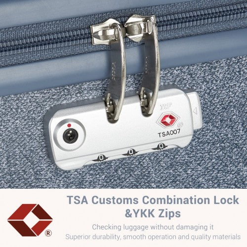 Kono 24 Inch Minimalist Hard Shell ABS+PC Check-In Suitcase with TSA Lock 360 Spinner Wheels - Denim Blue