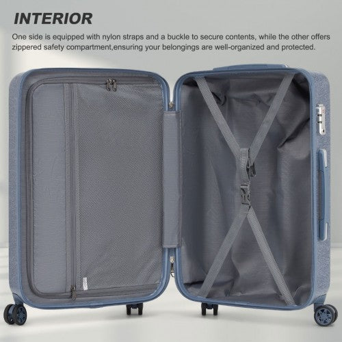 Kono 24 Inch Minimalist Hard Shell ABS+PC Check-In Suitcase with TSA Lock 360 Spinner Wheels - Denim Blue