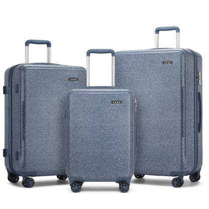 Kono 3-Piece Minimalist Hard Shell ABS+PC Luggage Set with TSA Lock and 360 Spinner Wheels - Denim Blue