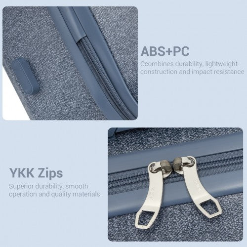 Kono 3-Piece Minimalist Hard Shell ABS+PC Luggage Set with TSA Lock and 360 Spinner Wheels - Denim Blue