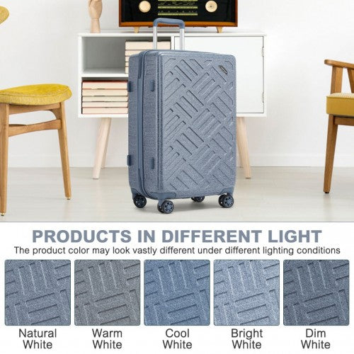 Supercase 20 Inch Sleek Geometric Pattern Hard Shell ABS+PC Cabin Carry-On Suitcase with TSA Lock - Denim Blue