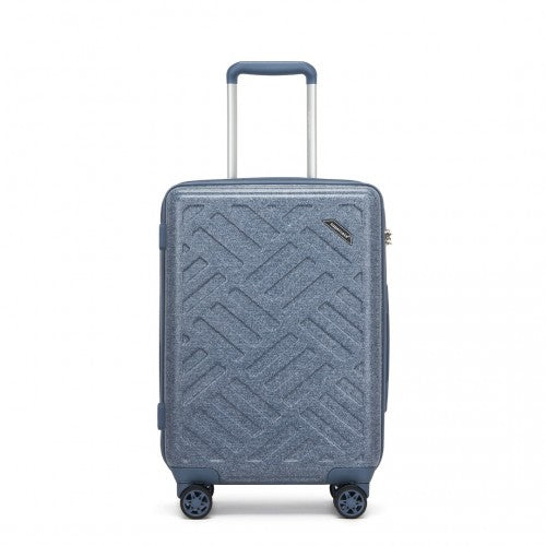 Supercase 20 Inch Sleek Geometric Pattern Hard Shell ABS+PC Cabin Carry-On Suitcase with TSA Lock - Denim Blue
