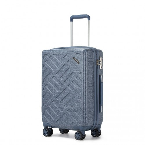 Supercase 20 Inch Sleek Geometric Pattern Hard Shell ABS+PC Cabin Carry-On Suitcase with TSA Lock - Denim Blue